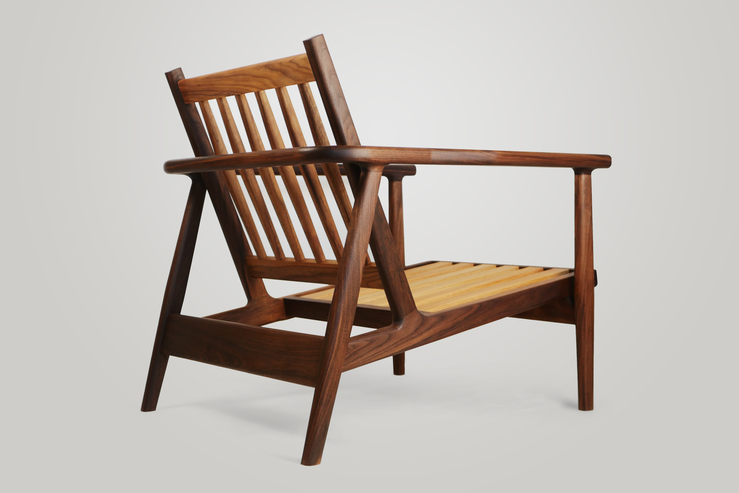 Brass & Walnut Lounge Chair